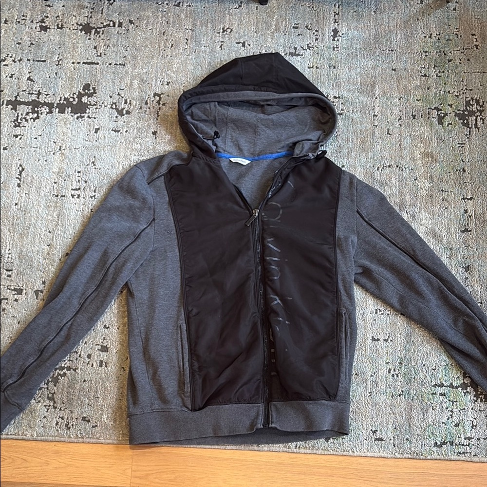 Men's Calvin Klein Gray and Black Hooded Jacket